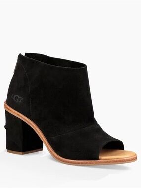 UGG Women's Ginger Open-Toe Ankle Boots In Black Suede Size 9.5